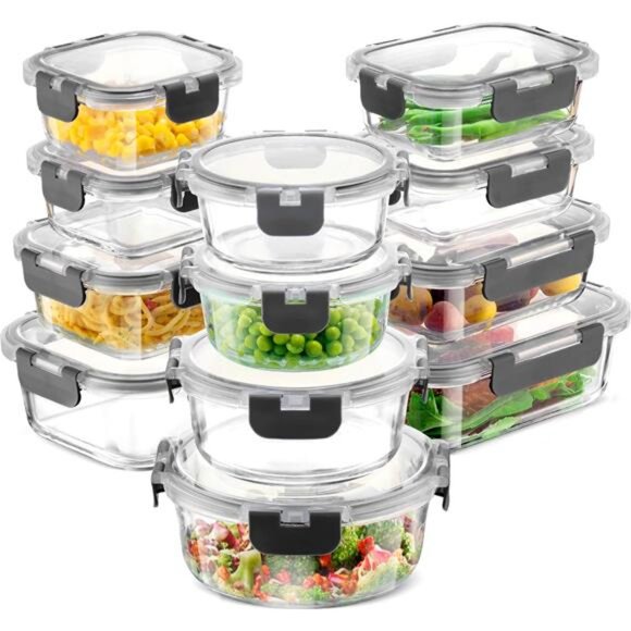 24 Piece Glass Storage Containers with Lids - Leak Proof, Dishwasher Safe Glass - Picture 1 of 7